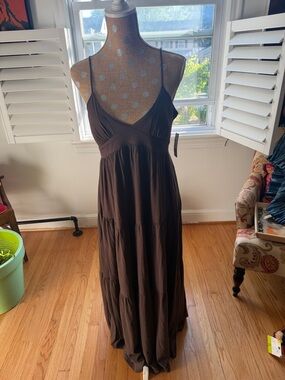 a.n.a Brown Spaghetti-Strap Maxi Dress